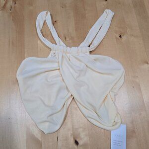 NWT Cider Women’s Tank Sz XL Crop Top Straps split breast butterfly pale yellow